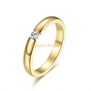 Pas cher Haute Qualité Simple Zircon Personnalisé Hommes Couple 14K 18K Argent Femmes En Acier Inoxydable Plaqué Or Bagues De Fiançailles De Mariage