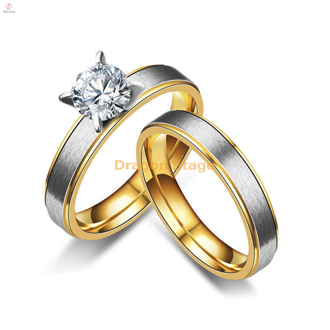 Bagues de mariée en Zircon mat, amoureux simples en acier inoxydable, à la mode