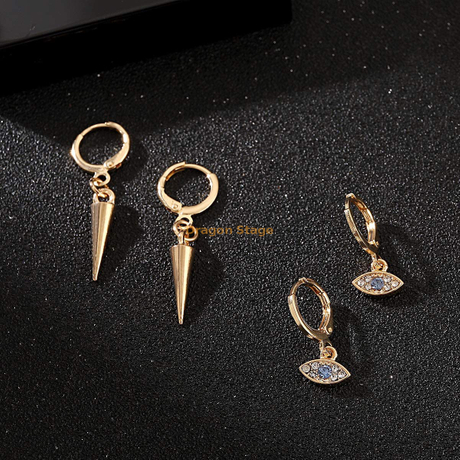 Boucles d'oreilles en acier inoxydable pour femmes et filles, bijoux personnalisés, petite étoile, lune, mauvais œil, or 14 carats, papillon, Huggie