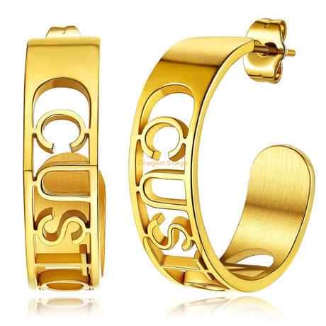 Boucles d'oreilles avec plaque signalétique personnalisée, cadeau de noël, bijoux personnalisés pour femmes, créoles plaquées or 18 carats 14 carats