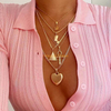 Déclaration de mode femmes hommes multicouche coeur collier bijoux personnalisé feuille d'érable or croix pendentif egypte collier