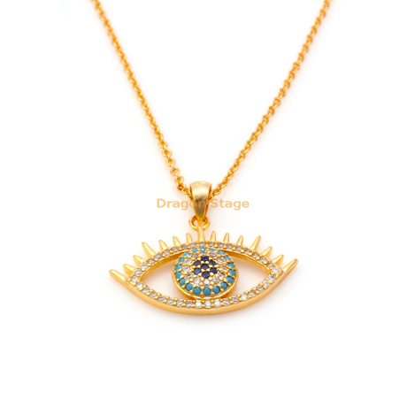 cristal boho bijoux cuivre déclaration bleu mauvais œil pendentif collier