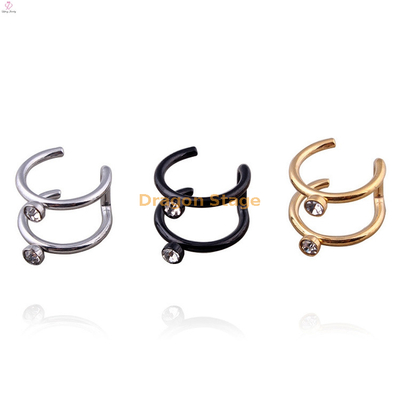 Boucles d'oreilles de manchette de clip d'oreille non percées d'acier inoxydable de personnalité en gros de punk