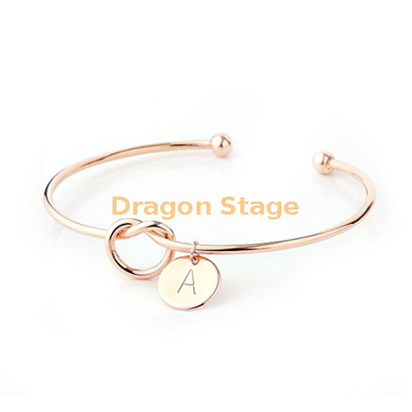 Bijoux à la main Creux Ouvert Argent Cravate Bracelet Charme Plaqué Or En Acier Inoxydable Personnalisé Manchette Noeud Bracelet