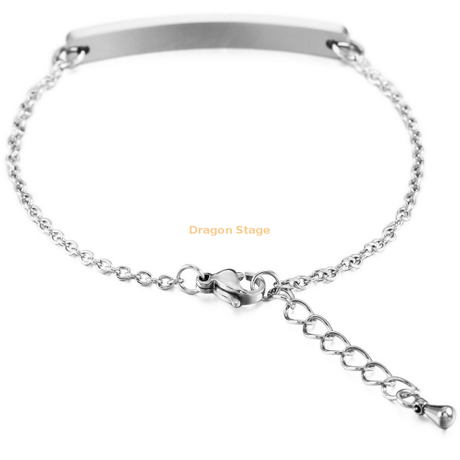 2021 gros personnalisé nom bijoux femmes personnalisé barre d'or blanc en acier inoxydable gravé Bracelet