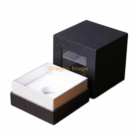 Boîtes de tasse en verre noir personnalisé boîte d'emballage de papier cadeau artisanat de Noël exquis avec fenêtre transparente