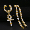 Hiphop Bijoux Unisexe CZ Diamant Ankh Clé Collier Tennis Chaîne
