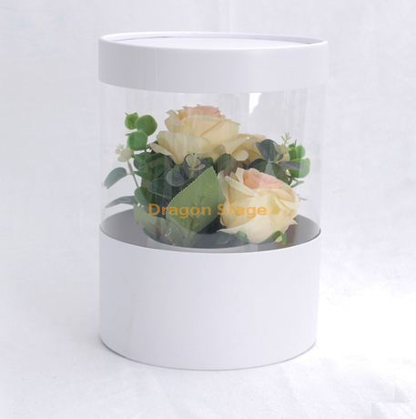 Coffret cadeau clair en gros Bouquet de fleurs en acrylique Boîtes à chapeau Boîte à fleurs ronde