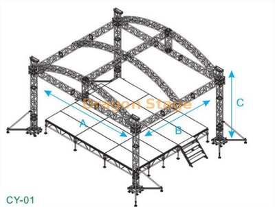 Botte de toit incurvée par botte en aluminium légère portative pour l'affichage 15x10x8m de botte d'étape de concert de conception