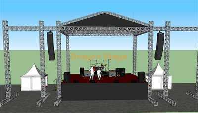 Botte d'éclairage d'événement d'église carrée en aluminium faite sur commande 14x12x6m avec botte sonore 3m et botte vidéo 5m