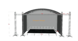 Demi-cercle personnalisé rond incurvé en aluminium Spigot Exposition Concert Scène extérieure Arc Toit Truss Aluminium 12x8x8m