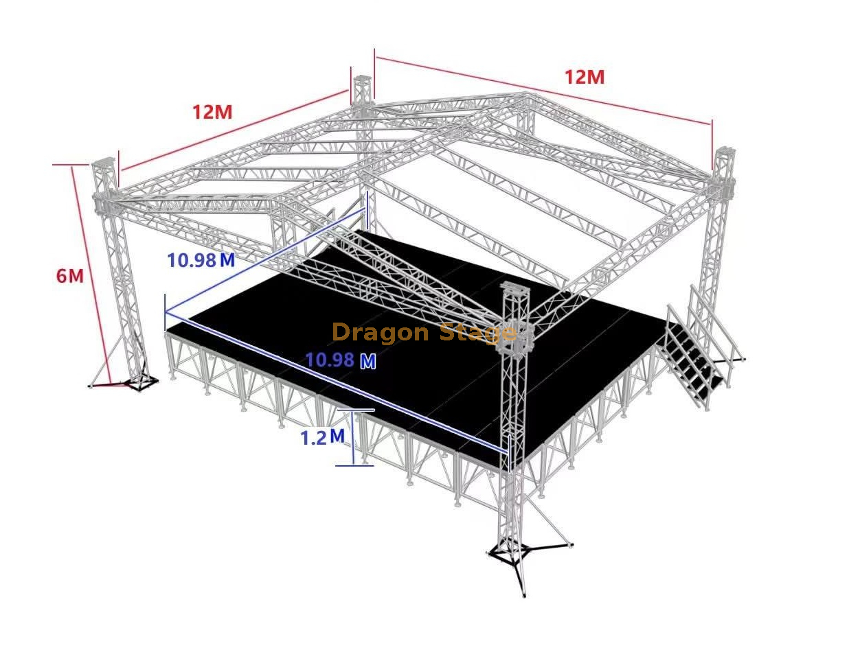 Truss de toit arqué en aluminium Stage 12x12x6m