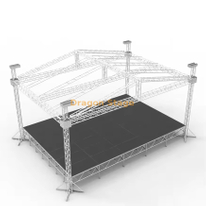 Étage de toit à broche à système complet de 20 x 14 x 10 m avec toit en pente noir | Système de fermes de toit en aluminium pour concert