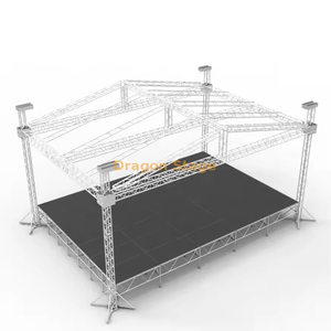 Étage de toit à broche à système complet de 20 x 14 x 10 m avec toit en pente noir | Système de fermes de toit en aluminium pour concert