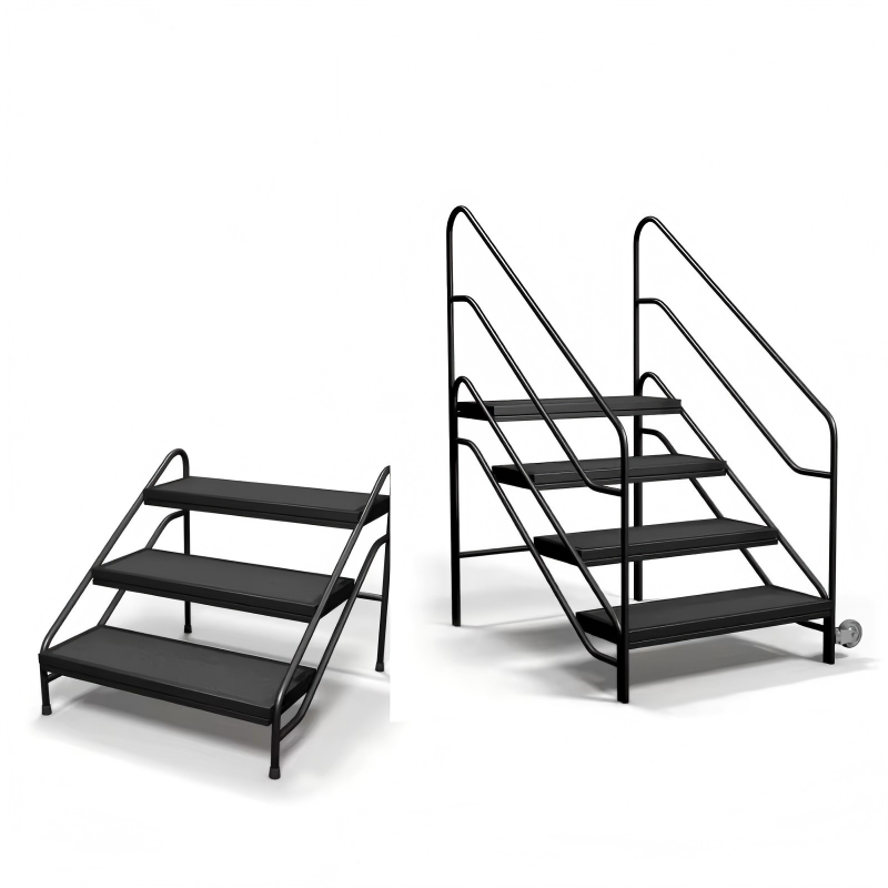 black steel stairs