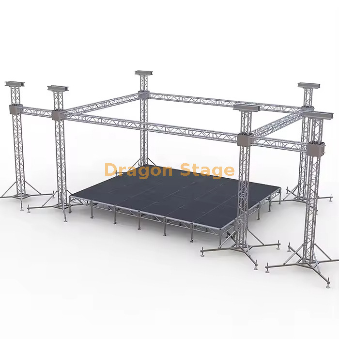10x6x7m Concert Stage Truss System with 2m Speaker Wings | Aluminum Ground Support Event Truss