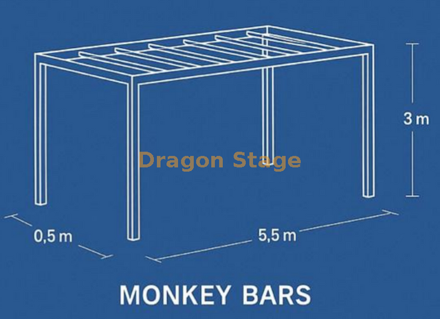 Ninja Physical Competition Bars de singe 5,5x0,5x3m