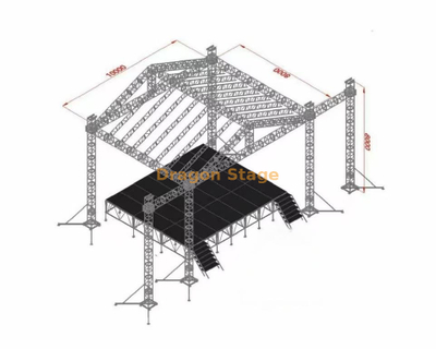 Structure portative en aluminium de botte de toit de conception d'étape extérieure pour des événements 10x8x8m