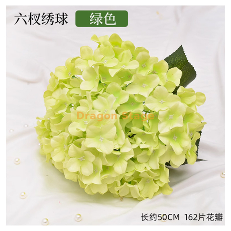 Bouquet à balle brodé simulé Cérémonie de mariage décoration décoration de fleur de soie ornements multi-tête de fausses fleurs guide de route arc poignée de fleur de fleur 6 branches vertes fleurs de balle brodées