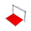 Scène d'événement modulaire rouge de 6,72 x 4,89 m avec portique en treillis de boîte arrière de 7,7 x 4,4 m