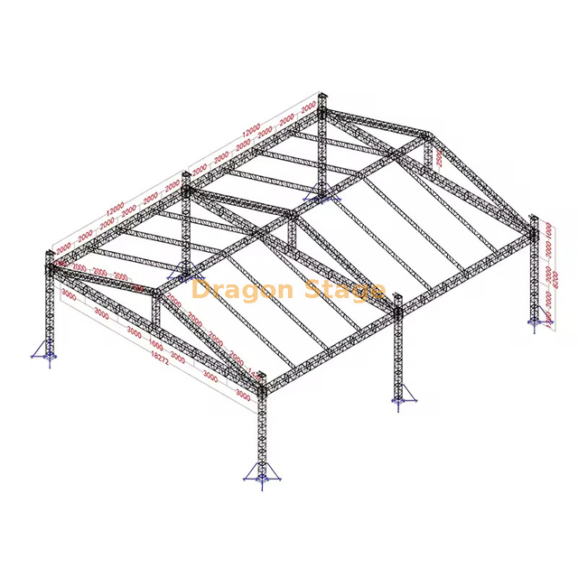 Système de fermes de toit en aluminium robuste pour événements extérieurs, 18x24x8m, Structure de scène de concert à double grille de 8m de haut