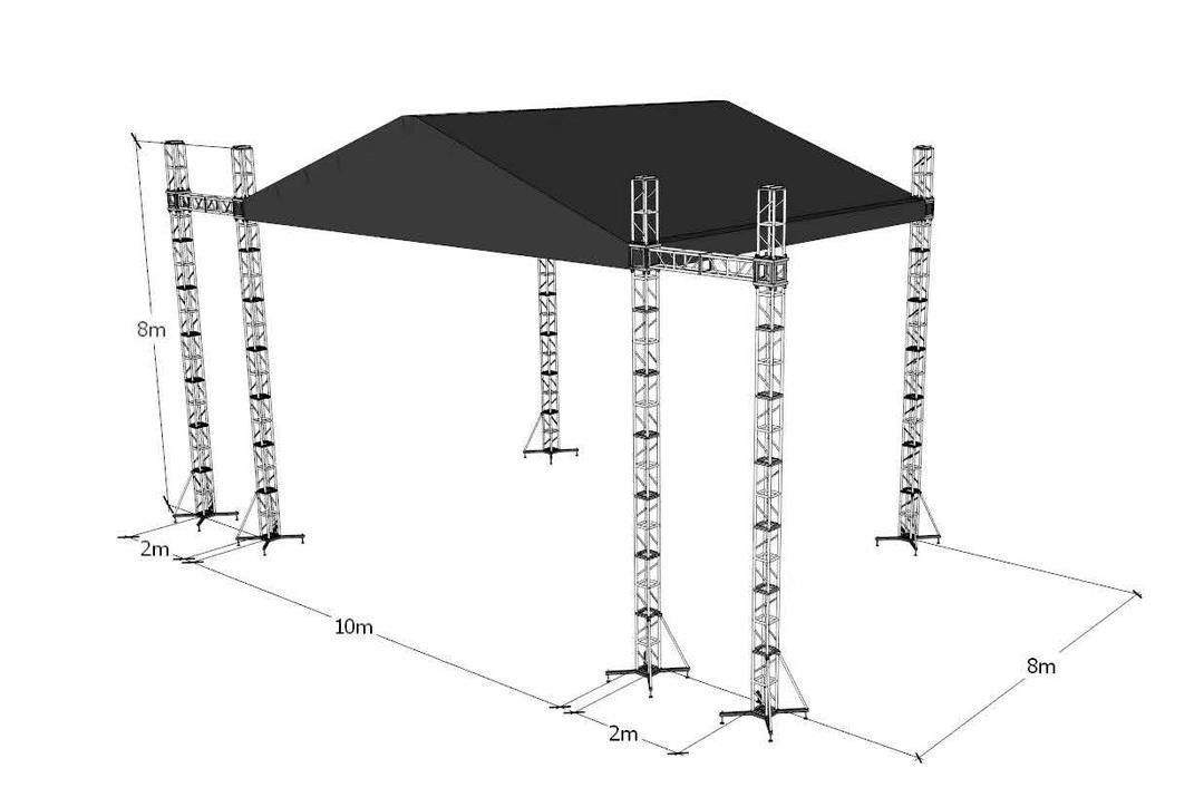 Ferme de toit arqu&eacute;e de ferme de boulon pour le syst&egrave;me ext&eacute;rieur de ferme de toit de triangle de sc&egrave;ne de concert 10x8x8m avec 2 ailes-4m