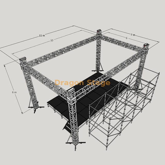 290 mm Black DJ Truss Stage 10x6x6m