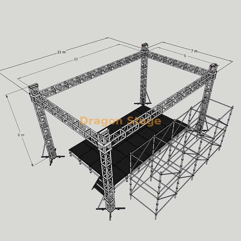 290 mm Black DJ Truss Stage 10x6x6m