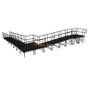 Rampe de scène modulaire en aluminium à 90 degrés, 9,82 x 10,71 m, avec palier et double garde-corps
