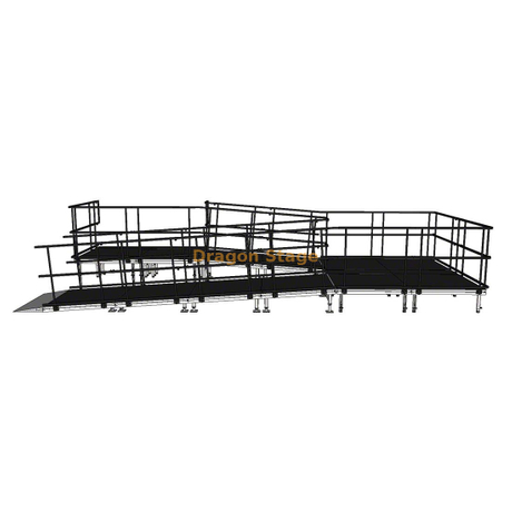 Rampe de service de scène en aluminium Switchback compacte de 7,32 x 3,05 m pour chariots audiovisuels et production de tournée