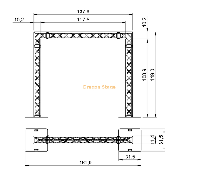 Ensemble de fermes carrées de poteau de but professionnel en aluminium de 137,8 ' x 119  »