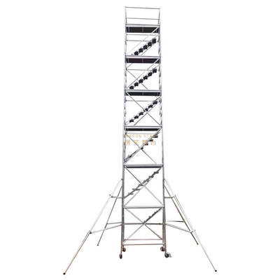 Échafaudage mobile portatif en aluminium avec escaliers diagonaux 16,37 m