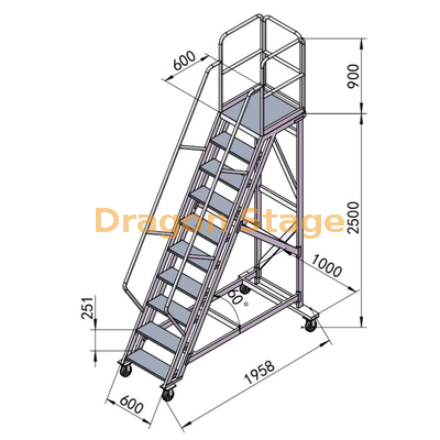 Échelle de camion en aluminium de haute qualité personnalisée avec la meilleure plate-forme de travail