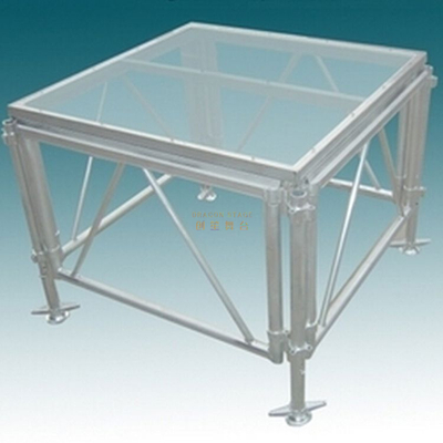 Plate-forme de scène de danse transparente en verre acrylique Portable, Podium 7.5x2.5m, hauteur 0.4-0.8m
