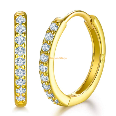 Boucles d'oreilles Huggie Tiny Hoop Huggie en argent sterling plaqué or 925 avec zircone cubique
