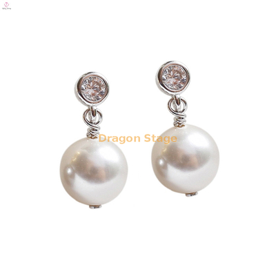 Boucles d'oreilles personnalisées en argent sterling S925 avec zircon en or 18 carats
