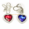 Beaux bijoux en argent personnalisés femmes rouges grand pendentif en or cristal bleu océan titanic collier coeur en acier inoxydable