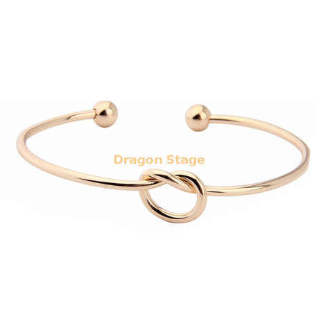 Bijoux à la main Creux Ouvert Argent Cravate Bracelet Charme Plaqué Or En Acier Inoxydable Personnalisé Manchette Noeud Bracelet