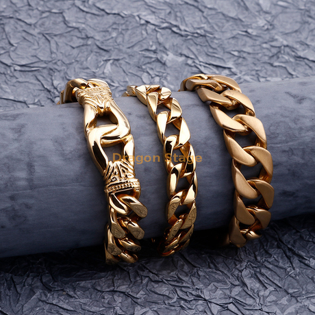 2020 nouveau design hip hop personnalisé gros argent acier inoxydable 18k 14k plaqué or cuba lien chaîne bracelet hommes