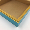 Grande boîte à bijoux en bois avec insert en cuir bleu doré