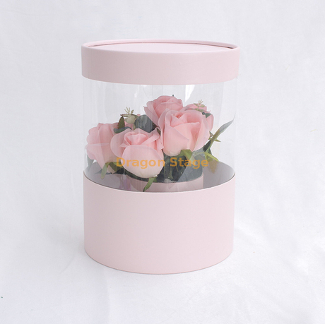 Coffret cadeau clair en gros Bouquet de fleurs en acrylique Boîtes à chapeau Boîte à fleurs ronde