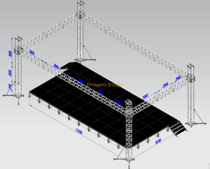 Ferme et scène en aluminium d'intérieur pour concert 13x7x6m