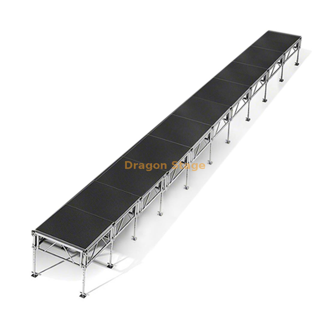 Scène de piste mobile professionnelle en aluminium de 40' x 4' - Hauteur réglable (0,4 m - 2 m)