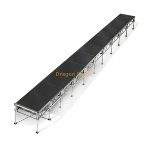 Scène de piste mobile professionnelle en aluminium de 40' x 4' - Hauteur réglable (0,4 m - 2 m)
