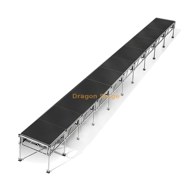 Scène de piste mobile professionnelle en aluminium de 40' x 4' - Hauteur réglable (0,4 m - 2 m)