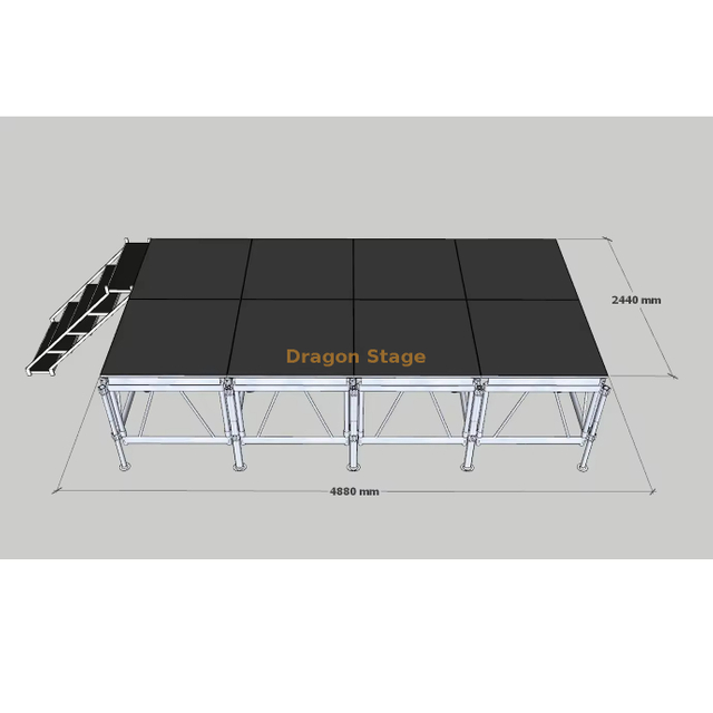 Aluminium Outdoor Concert Stage Podium à vendre 4.88x2,44m avec 2 escaliers