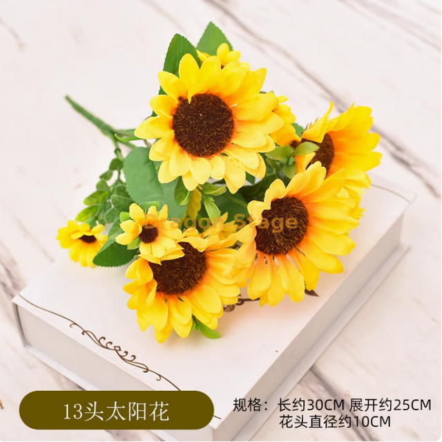Petit tournesol simulation de fleur ornement de tournesol fausse fleur ornement ingénierie de fleur plastique 13 tête grand tournesol