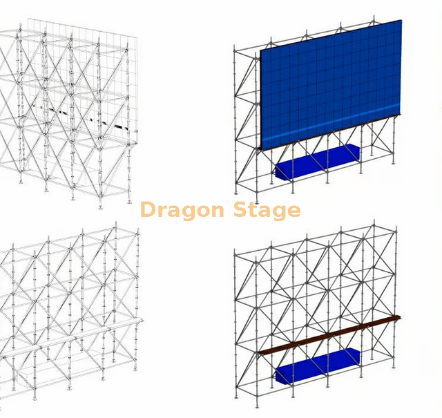 Mur de support d'écran LED Ringlock modulaire 8x1x6m avec palettes LED pour concerts