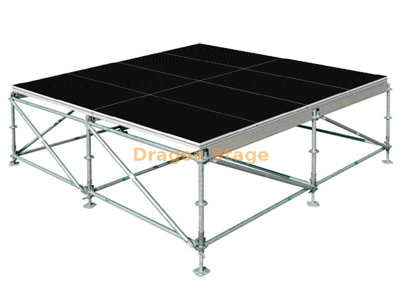 Système de scène professionnel Ringlock en acier de 20 x 18 m – Plate-forme de concert extérieure robuste avec terrasse en contreplaqué d'aluminium et escaliers à double accès