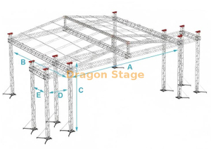 Système professionnel de toit de scène de concert en aluminium de 20x20x12m - ferme de stade de 12m de haut avec deux ailes de haut-parleurs à rangée de lignes de 3m de large